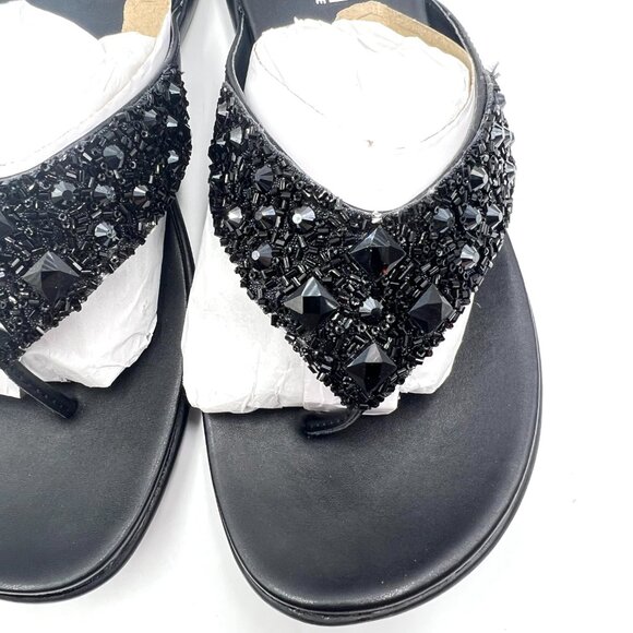 Kenneth Cole Reaction Size 9.5 Glam-Athon Black Jeweled Slides Sandals Shoes - Picture 5 of 13